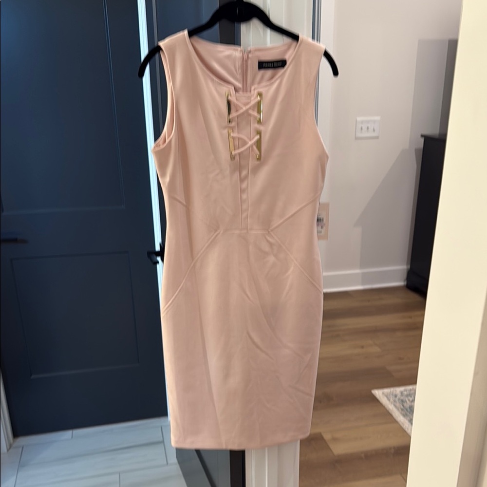 Ivanka Trump Pink Sleeveless Scoop Neck Sheath Mini Dress